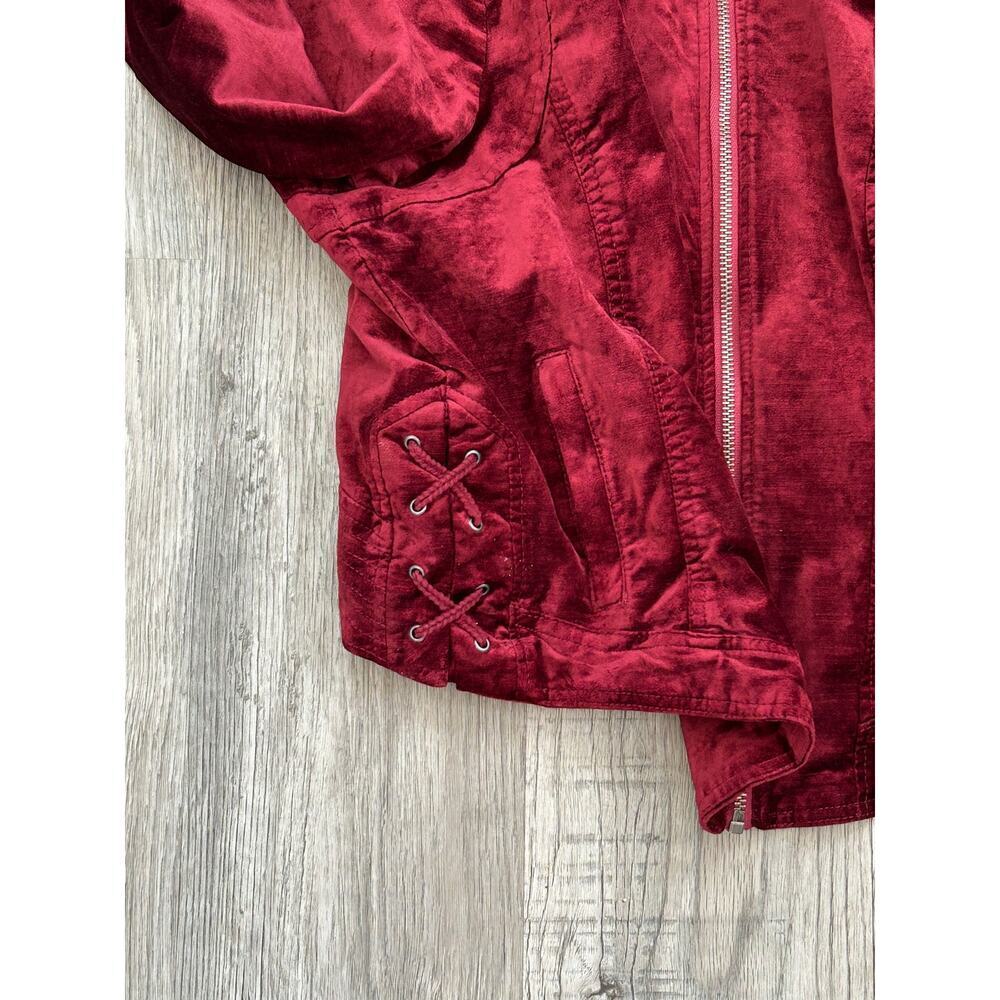 Torrid Burgundy Velvet Moto Jacket Sz 1X - Picture 10 of 14